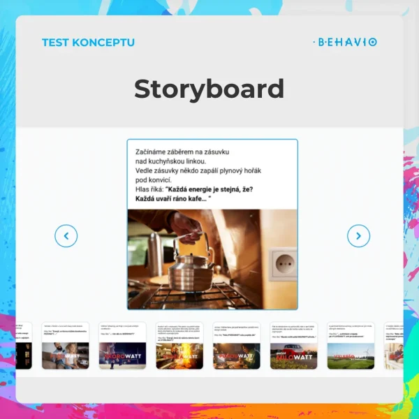 Ukázka storyboardu v rozhraní Behavio Platform